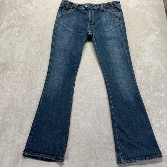 Levi's Jeans Womens 13 JR Superlow Bootcut Y2K Flap Pockets Dark Wash Blue Denim - Picture 2 of 15